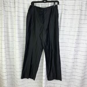 Louben Womens Pants Size 10 Black Linen Trousers Drawstring Waist Canada
